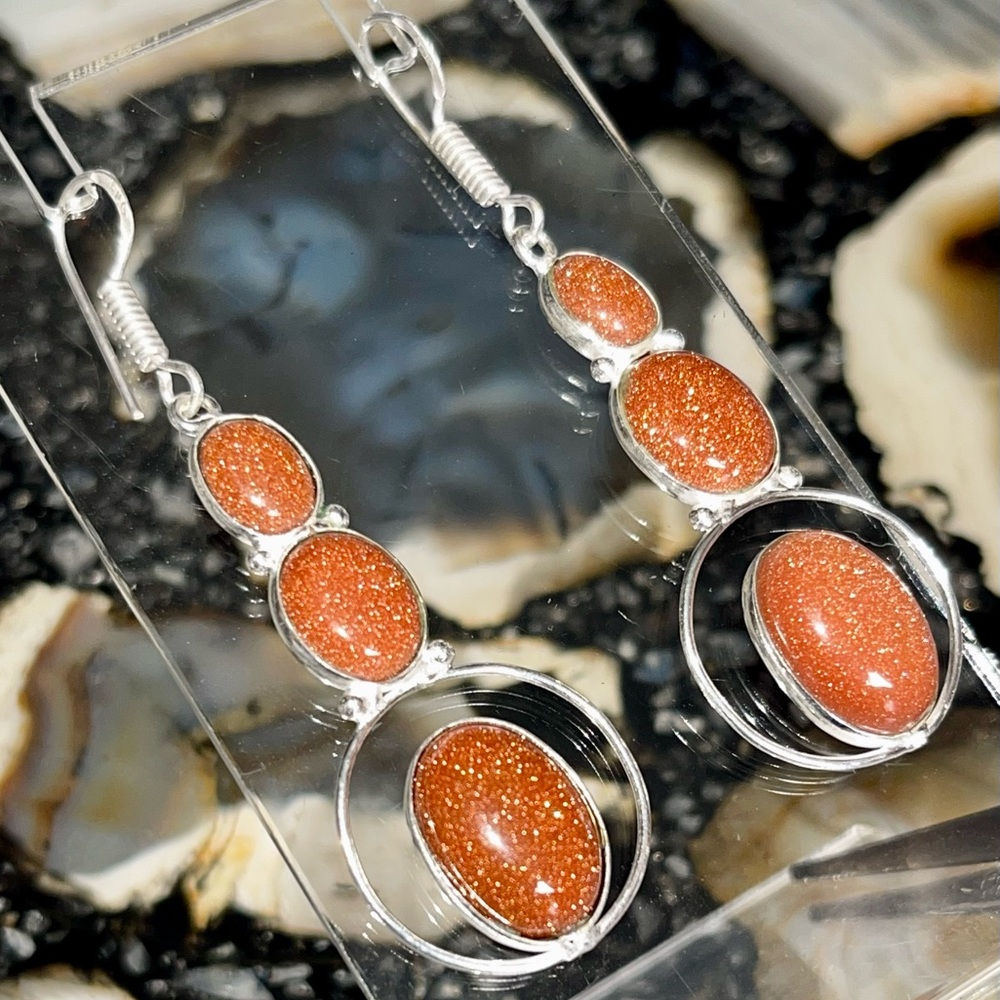 Lightweight Golden Sandstone Earrings 2 1/2” - Picture 6 of 17